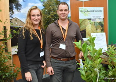Styen Herijgers en Alysha Brand van Hergo Boomkwekerij stonden op de beurs met hun haagplantsoen in blote wortel. Sinds 2015 is Styen volledig eigenaar en heeft het stokje overgenomen van zijn vader.