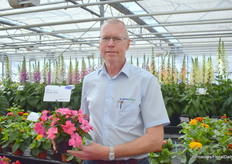 Gerard Werink van Syngenta met de Impatiens Hawkeri Florific Pink uit zaad.