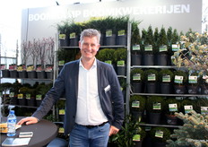 Wouter Vrielink van Boomkamp Boomkwekerijen. Staan met de Better Buxus op de beurs. Resistent tegen de schimmel en een hoge tolerantie tegen de Buxus mot.