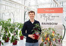 Ties Ammerlaan, de nieuwe introductie bij Prudac samen met een andere nieuwe introductie: Rainbow peppers