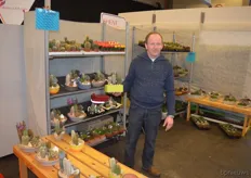 Marc de Vreese van de gelijknamige kwekerij De Vreese. Naast het kweken van vetplanten maakt het bedrijf ook composities.