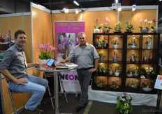 Jan Klusmann en Marco Gruhlke van Klusman Blumenvertrieb. De Duitse Orchideeën kweker is gespecialiseerd in kleine orchideeën (potmaat 9), die vermarkt worden onder het label Table Dance.