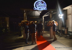 Over de rode loper naar de ingang