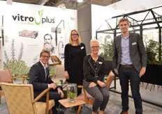 John Bijl, Laura de Glopper, Ellen Kraaijenbrink and Menno Schutte of VitroPlus. On the photo, back-right, one can see a so-called Wardian Case : an early mini-type greenhouse explorers took on ships, enabling them to take plants home alive