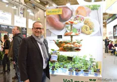 Markus Falkenback of Volmary holding the Sweet potato that is being supplied to the professional and hobby grower.