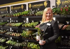 Olga Lundager of Lundager holding the new mini Anthurium colors.