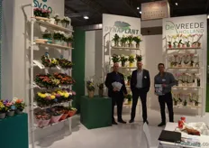 "3 growers, 30 hectares of flowering plants, gathered in a 30m2 booth" - Jasper Zuidgeest (left) and Richard van der Hoek from Dynaplant, and Nick Voskamp from SV.CO."