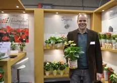 Marco van Goes van Houwenplants met de anthurium in een 12 cm papercup; voor Pasen.
