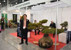 Fymiya Yamamoto of Bonsai Japan showing his 70 year old bonsai tree. It’s the first time the company is presenting garden bonsais on the exhibition.