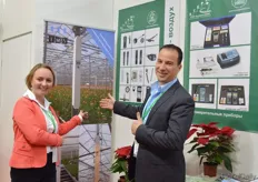 Anastasia Konarek of Step systems and Gertjan Bosman of EMS. The Greenhouse gas analyzer of EMS will be introduced to the Russian growers by STEPS.