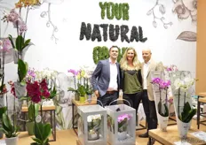 Your Natural Orchids, het concept dat ook voor de Greenovation award genomineerd was. Op de foto Marco Hartensveld, Joyce van Vliet (van Buro Vonk, zij heeft de stand ontworpen) en Reinier de Graaf