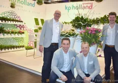Pieter, Bert, Kees and Walter from KP Holland pose at their With Spathiphyllum, Orange Kalanchoë Rosalina and Pink Siam Curcuma.