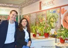 Ties Ammerlaan and Nathalie Escalon from Prudac. At the right we see some of their vegetable plants.