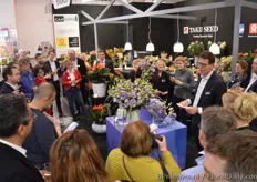 The new lisianthus 'Corelli Delft Blue' of Takii being christened