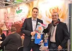 Christian Schultheis and Alessandro Ghione of NIRP International holding the Anastasia, an ADR winner of 2017. ADR is a performance testing of new varieties of roses in Germany. These new varieties are tested at eleven trial sites over several years by assessing characteristics such as winter hardiness, number of flowers, attractiveness and scent of the flower and growth type.