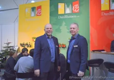 Poul Hansen and Claes Rosenkilde of DanBlumen. They export Danish plants and flowers. Rose, campanula and mini plants take the largest part of the export volum