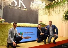 SK Roses, de aanstaande winnaars van de Tuinbouw Ondernemersprijs van 2020. Vlnr Leon v/d Linde, Marc Koene en Björn Hoogenboom.