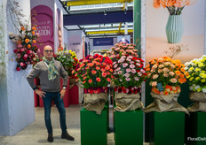 Pieter Landman, Elite Flower Group. Het bedrijf verenigt verschillende merken en telers en met nieuwe rode rozen, tros- en minirozen, een uitbreiding van de #HASHTAG-serie en nieuwe anjers is er veel te zien op hun stand.