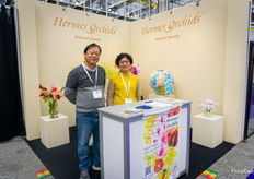Lance Chuang en Olivia Lee kwamen helemaal uit Taiwan om het merk Hermes Orchids te presenteren.