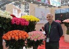 German Lacouture Gutierrez of Milonga Flowers next to one of their new varieties; Garota.