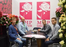 Ravil and Pavel (on the left) of World of Flowers talking to visitors. Ravil and Pavel grow roses in Russia.