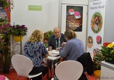 Friedrich Wolfschmidt of Wolfschmidt talking with visitors.