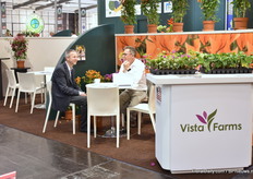 Jerome O'Neill of Vista Farms talking with a visitor.