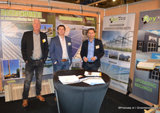 P. Haaring van HB Installatietechniek, Karel Smith van Smith Solar en Raymond Mauritz van ReyTec, deelden samen een stand