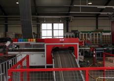 Hier komen de bloemen boven. Het transport in de kas gaat onder de vloer door naar de schuur.