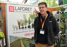 Francoïs Carre van Laforet kwam vanuit Frankrijk zijn producten tonen. Laforet is een jonge planten producent van onder meer tropische en bloeiende tuinplanten.